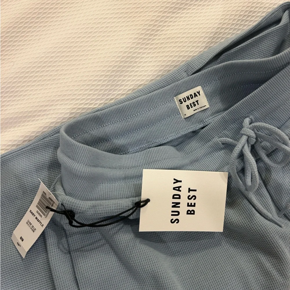Aritzia Light Blue Waffle Joggers Size M: NWT - Picture 2 of 3